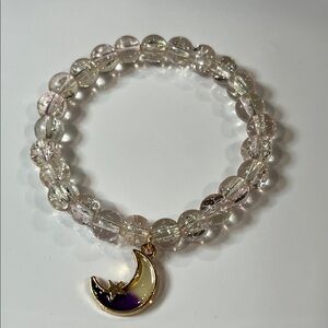 Elegant Gold and Purple Moon Charm Bracelet